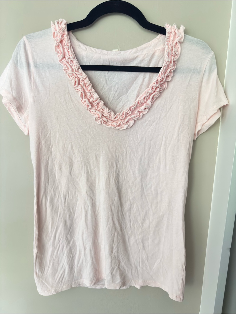 J. Crew Ruffle V-Neck Cotton Tee